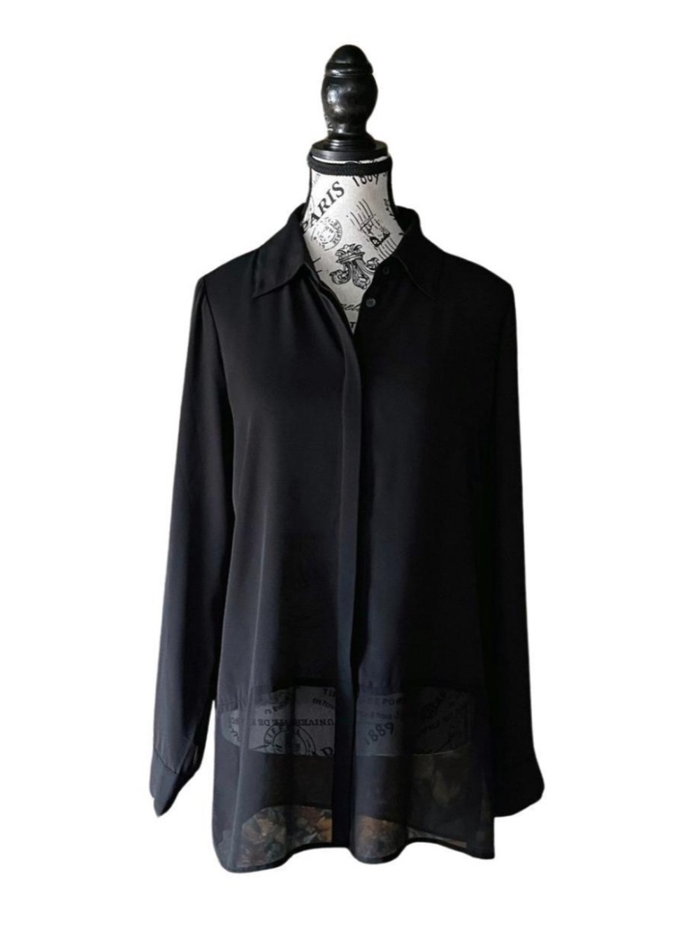 Y2K Ricki’s Black Mesh Sheer Blouse Soft Goth 90s Minimalist
